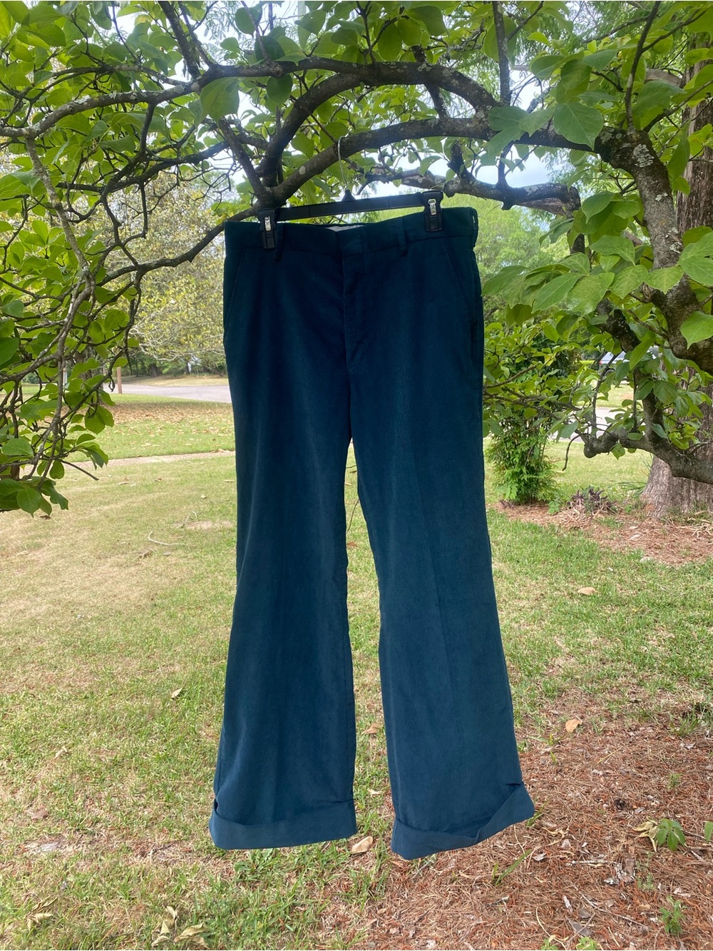 Vintage Bell Bottom Levi's Dark Teal Pants with Contrast Lining